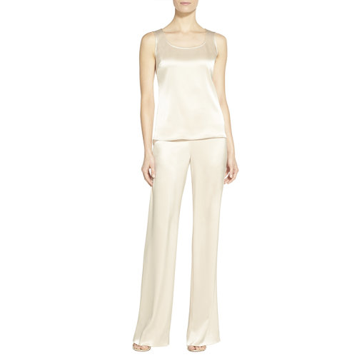 St.John/盛蔷21春夏女士短袖T恤夏季缎面光泽感打底休闲无袖背心上衣K98FW00