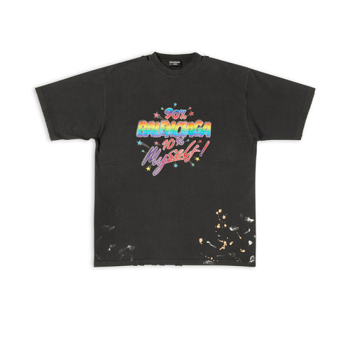 Balenciaga/巴黎世家 22年秋冬新款 男士黑色纯棉褪色效果短袖T恤641675TMVH31055
