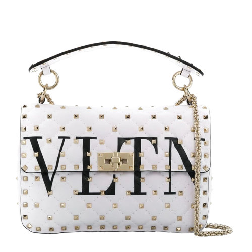 Valentino/华伦天奴女士 白色羊皮字母印花铆钉单肩包斜挎包手提包女包 RW2B0122-XQC-0VP