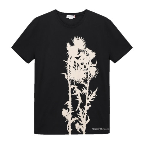 Alexander McQueen/亚历山大麦昆 男装 服饰 圆领棉质时尚休闲 男士短袖T恤
