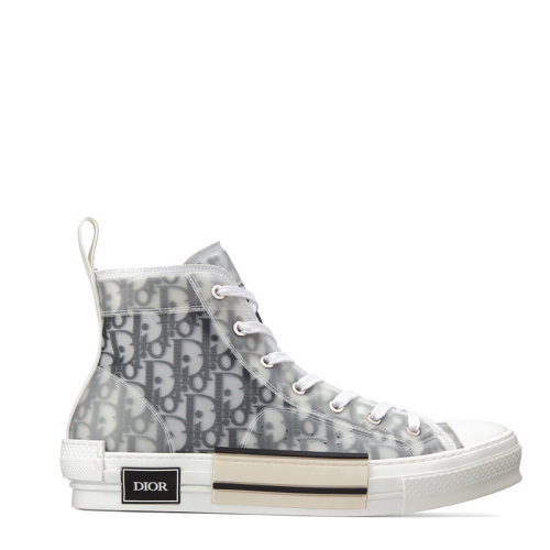 DIOR/迪奥 B23系列 男女同款白色和黑色Oblique帆布高帮运动鞋3SH118YJP_H069