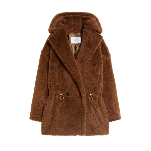 MaxMara/麦丝玛拉 22年秋冬新款 NEBULA系列 女士牛皮纸色羊驼毛混纺泰迪大衣外套1016112606014