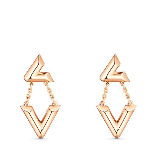 Louis Vuitton/路易威登 22春夏新款Volt系列 18K金玫瑰金徽标字母组合造型耳环Q96972