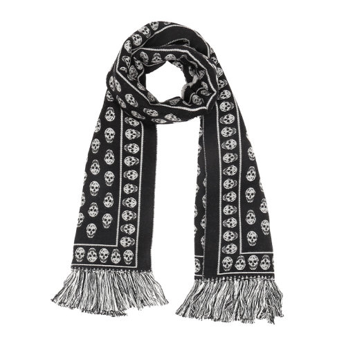 Alexander McQueen/亚历山大麦昆经典骷髅满花女士长围巾5384353707Q