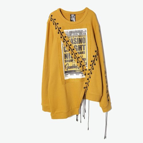 CHIZHANG/驰张 黄色圈绒拼接男卫衣