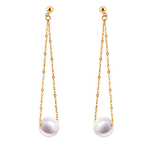 zhuella/珠艾乐 日本Akoya珍珠 流苏耳环耳钉耳饰 18K金气质送女友