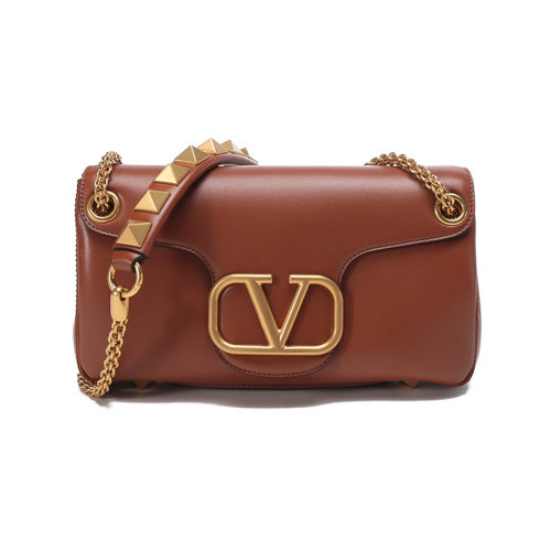 Valentino/华伦天奴【22春夏新款】女士Stud Sign系列软羊革VLogo Signature复古手提单肩斜挎包链条包 XW2B0K26 VNL