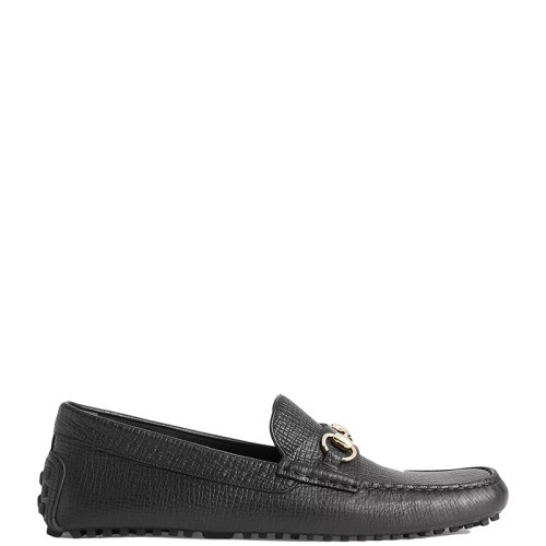 GUCCI/古驰 22年春夏新款 男士黑色皮革饰马衔扣驾车鞋乐福鞋?674254UDU001000