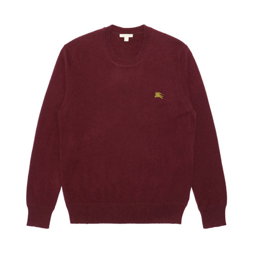 BURBERRY/博柏利 男士酒红色山羊绒混纺棉质徽标圆领毛衣 3943759