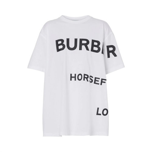 BURBERRY/博柏利 女士白色棉质字母徽标印花装饰圆领短袖上衣T恤 8048748