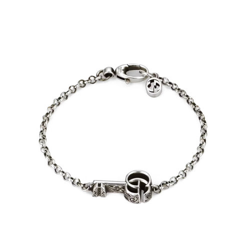 GUCCI/古驰 22春夏新款 925纯银做旧刻花钥匙手链632207J84000701