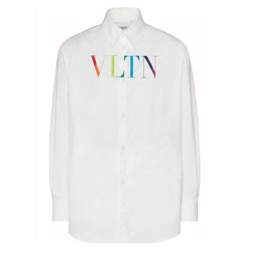 Valentino/华伦天奴  后箱褶和正面多色VLTN印花 白色男士长袖衬衫 VV3CIA9972924D