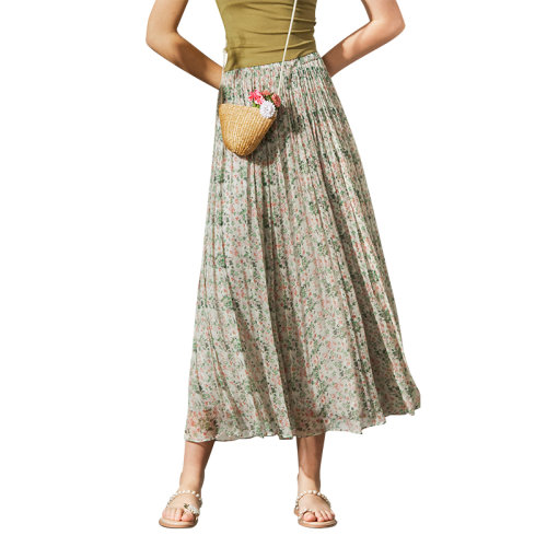 GeleiStory/GeleiStory 夏季新款休闲文艺唯美复古桑蚕丝碎花半身裙 女士半身裙