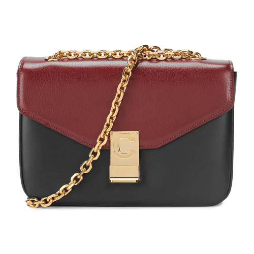 CELINE/赛琳【极速发货】女士链条logo印字单肩斜挎ins风背包紫色系皮革187253BNC女包