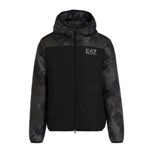 Emporio Armani/安普里奥阿玛尼 男装 服饰 黑色黑色聚酯纤维经典LOGO款长袖拉链男士夹克