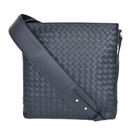 Bottega veneta 葆蝶家   男士深蓝色皮革编织斜挎包公文包
