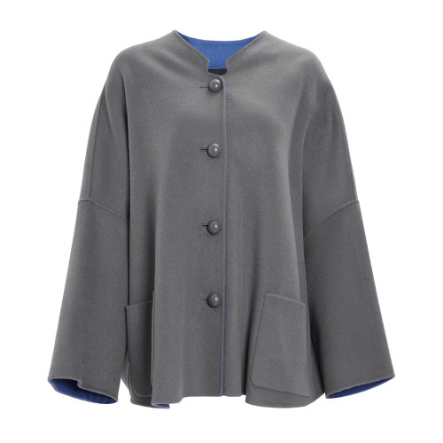 Emporio Armani 女士 灰蓝色 短款斗篷外套  6H2B98-2NWEZ-0615