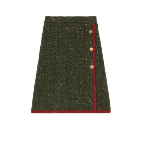  GUCCI古驰 22年秋冬 女士 绞花针织羊毛半身裙 713317 XKCLG 3413