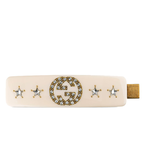 GUCCI/古驰  乳白色树脂双G图案水晶发卡630703I47728588