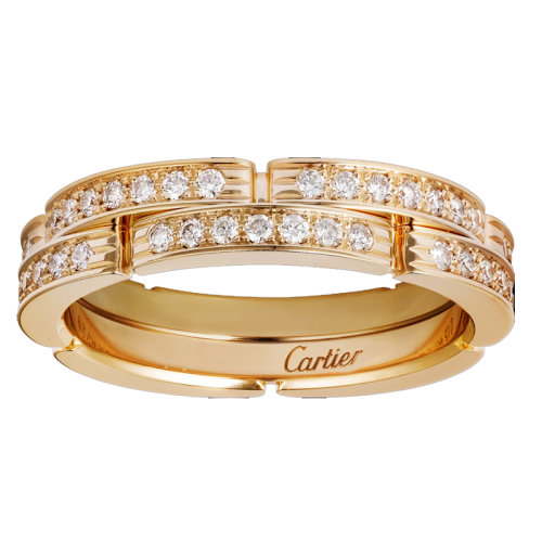 CARTIER/卡地亚 MAILLON PANTHèRE 18K金镶嵌钻石两圈精美结婚戒指B4216000