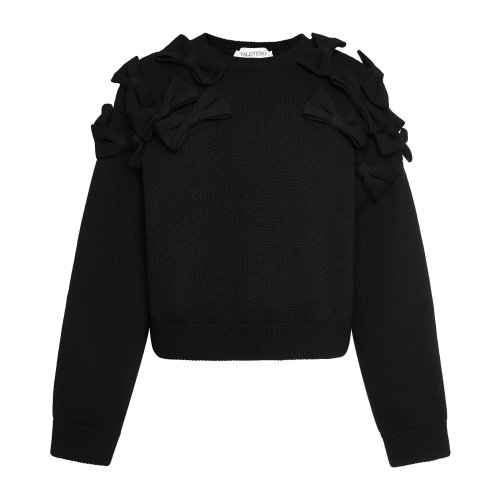 Valentino/华伦天奴 黑色 女士蝴蝶结饰针织衫毛衣 UB3KCB575TB0NO 2020年秋冬