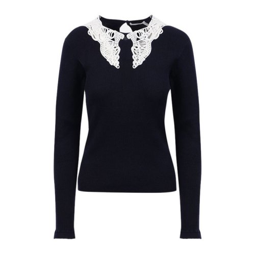 CHLOE/克洛伊 女士海军蓝棉质针织衫 CHC21SMP01590 45C