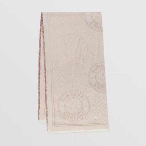  BURBERRY 22年秋冬 女士 金属感蒙太奇印花丝毛混纺围巾 80651111