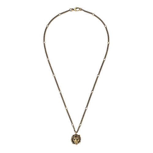 GUCCI/古驰  金色金属狮子头吊坠项链410673I46008233