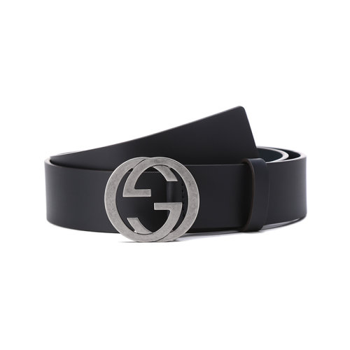 GUCCI/古驰【22春夏新款】男士皮革互扣式双G带扣板扣式皮带腰带3.5cm 546389 BGH0N