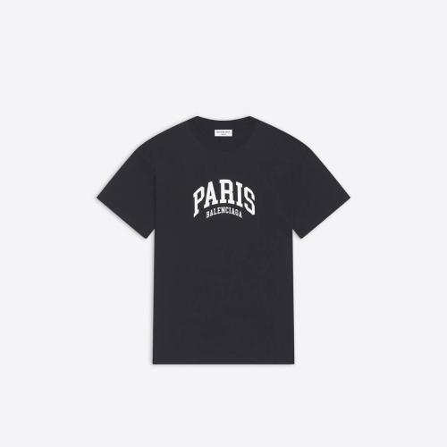  BALENCIAGA巴黎世家 22年春夏 女士 短袖T恤 Womens Cities Paris T-shirt Medium Fit in Blac