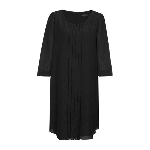 Emporio Armani/安普里奥阿玛尼 黑色 女士微细闪胸前百褶装饰连衣裙 3H2A75-2NXFZ-0999