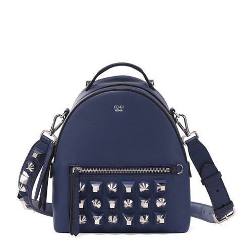 FENDI/芬迪 女士海蓝色牛皮时尚铆钉装饰可拆卸肩带单肩包斜挎包手提包女包 8BT281-SH3-F0KR1