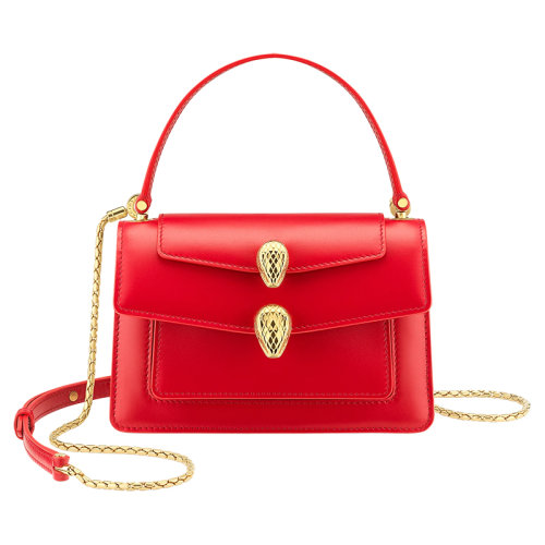 BVLGARI/宝格丽 ALEXANDER WANG X BVLGARI联名限量红色小牛皮双蛇头扣单肩手提斜跨腰包291170