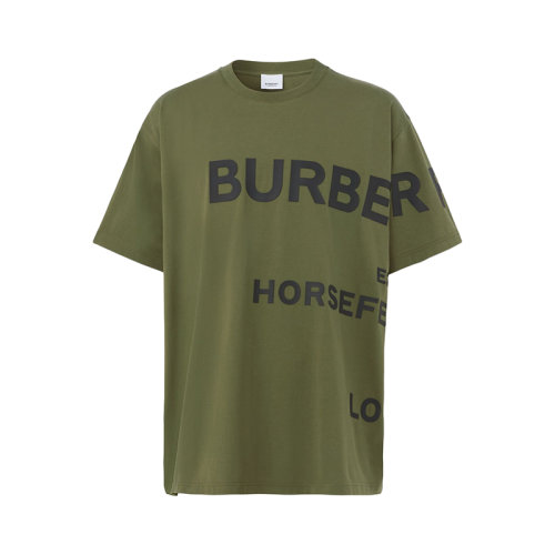 BURBERRY/博柏利 22年春夏新款 Horseferry系列 男士橄榄色纯棉印花宽松短袖T恤80552491