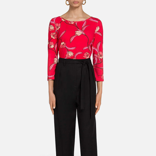 St.John/盛蔷春花图案女士长袖T恤]