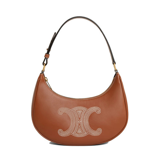 CELINE/赛琳 22新款AVA系列限定七夕胶囊系列 女士黄褐色光滑牛皮革TRIOMPHE刺绣单肩手提腋下包193953EFS.04LU