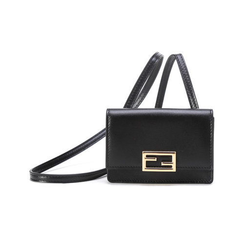 FENDI/芬迪【22春夏新款】女士皮革双F扣饰颈部挂包零钱包 8M0466 AHM0