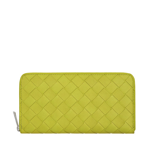 Bottega Veneta/葆蝶家 22春夏新款 男士奇异果绿原野绿色Intrecciato编织牛皮革拉链长款钱包593217VCPQ63502