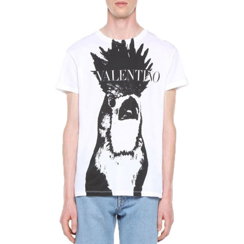 Valentino/华伦天奴  男装 时尚简约 品牌字母LOGO 圆领 男士白色棉质短袖T恤 RV3MG00PGGQ0BO  HKY015C