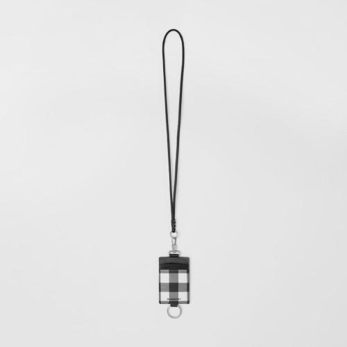  BURBERRY 22年秋冬 男士 格纹拼皮革挂带卡片夹 80547931
