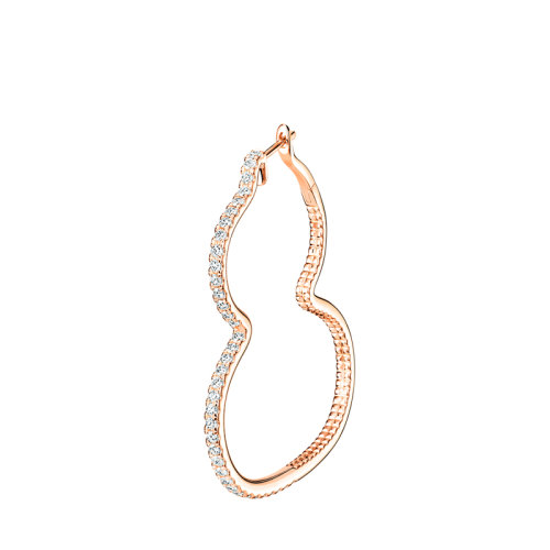 QEELIN/麒麟珠宝 经典WULU系列 18K金玫瑰金镶嵌钻石中号镂空葫芦圈形耳环WU-020-HER-RGD2
