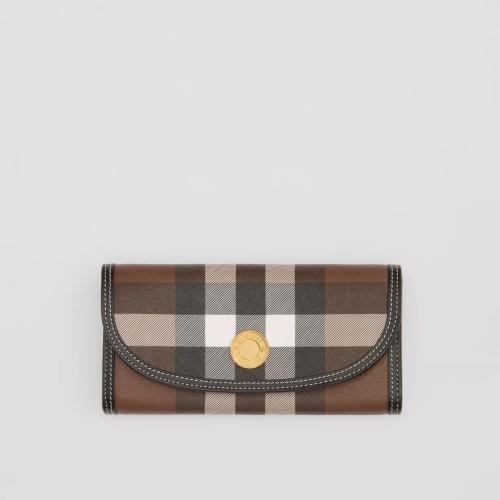  BURBERRY 22年秋冬 女士 格纹拼皮革长款钱夹 80622991