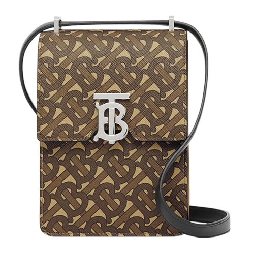 BURBERRY/博柏利 女士Robin – 专属标识印花环保帆布洛宾包手机包 单肩包斜挎包女包 8032898