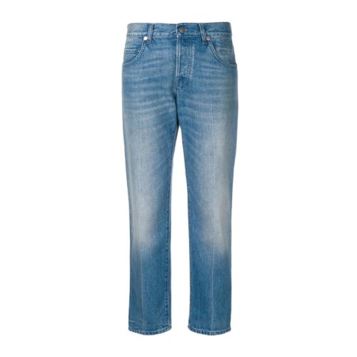 GUCCI 古驰  女装 服饰 蓝色棉质直筒长裤女士牛仔裤