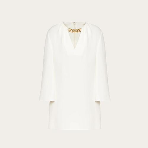  VALENTINO华伦天奴 22年秋冬 女士 连衣裙 ROBE CAFTAN VLOGO CHAIN EN CADY COUTURE 1B3VAZE7