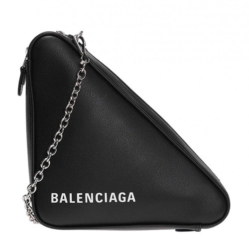 Balenciaga/巴黎世家 女士皮质时尚皮质三明治三角包链条单肩斜挎包 516666 C8K02 黑黑色