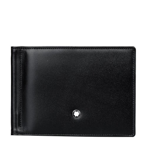 MontBlanc/万宝龙 男士大班系列黑色牛皮6片格配金属票夹钱夹