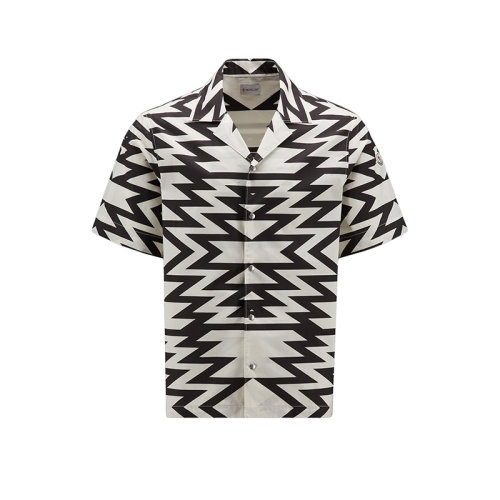 Moncler/蒙克莱 22年秋冬新款 男士浅褐色纯棉几何图案印花短袖衬衫H20912F00002596EEF09
