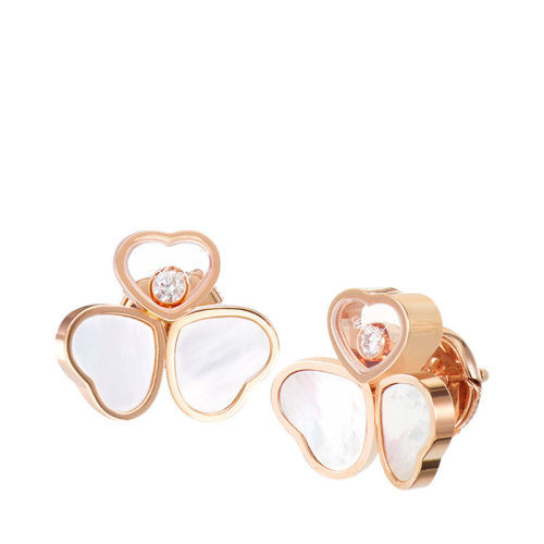 Chopard/萧邦 经典款HAPPY HEARTS 18K金玫瑰金色快乐的爱心耳环 83A083-5301
