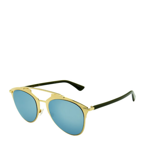 DIOR/迪奥 个性 复古 金色镜框 蓝色反光镜片 女士 太阳镜 合金 全框 墨镜 眼镜 DIORREFLECTED 52mm DIOR 迪奥